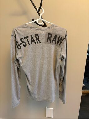 G-Star Light Grey Long Sleeve Tee with Back RAW Logo